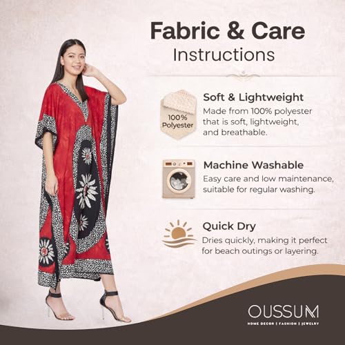 Image of Oussum Women Long Maxi Plus Size Polyester Kaftan Gown, Womens Kaftan Dresses Lounge Resort Wear, Plus Size Kaftan