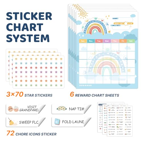 Image of Upgraded Slider 4 in 1 Reward Chart for Kids, Reusable Bedtime /Morning /Daily Routine Chart for Kids, Magnetic Chore Chart for Kids Toddlers, Sticker Chart for Kids Behavior Chart for Kids at Home