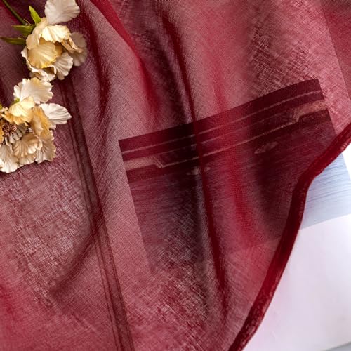 Woaboy Voile Gardinen Vorhänge Ösen 2er 140x225cm Weinrot – Ansicht 3