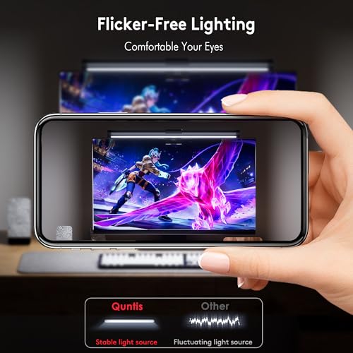 Image of Quntis Monitor Light RGB Backlight, Eye-Care Dual Light Computer Screen Lamp Desk Lamp, 16 Modes Dimmable Backlight, 3 Color Temperature Adjustable Brightness, No Glare Home Office Gaming
