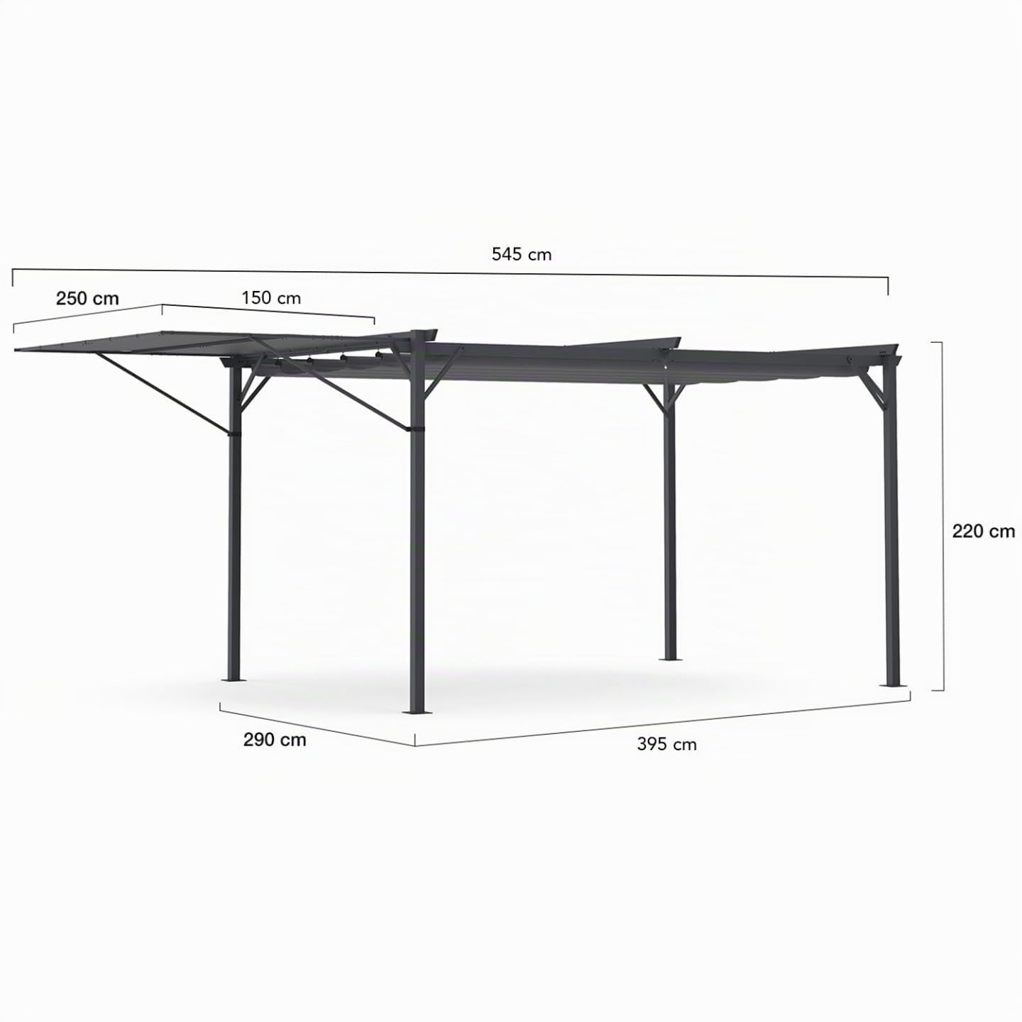 IDMarket - Pergola edición original toldo ajustable y techo retráctil 3 x 4 m, color gris antracita