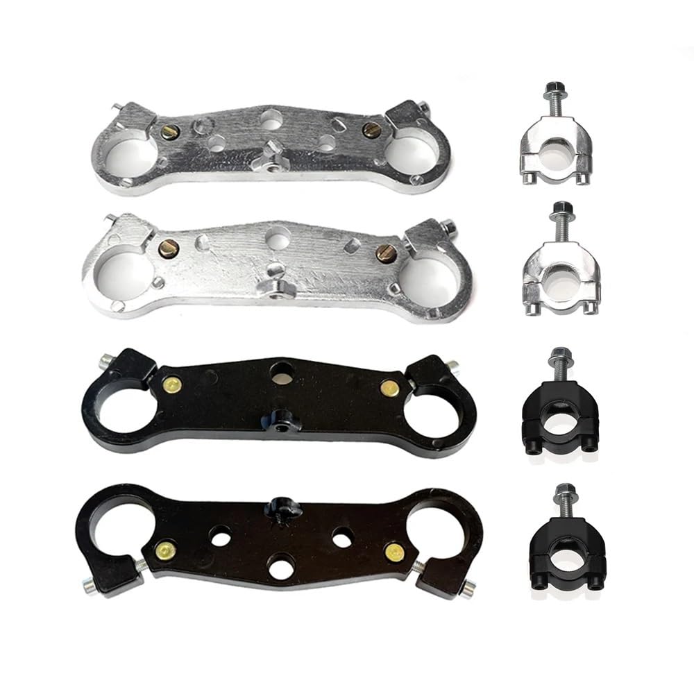 Amortisseur de Fourche Avant de Moto de 25mm, Plaque de Connexion supérieure et inférieure adaptée for 47cc 49cc 2 Temps Min Moto Pocket Dirt Pit Bike(Silver Set)