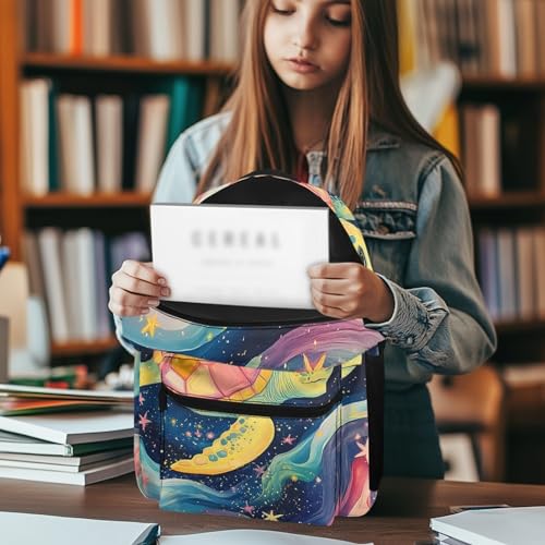 Boys Girls Animal School Bag with Front Pocket Lightweight Stars Sea Turtle Backpack for Girls Boys Adjustable Shoulder Comfy Back Daily Back To School Backpack 17 Inch4
