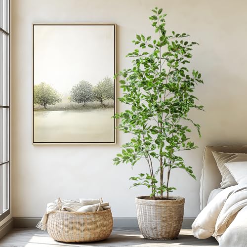 Bailikang Artificial Ficus Tree Indoor 6ft, Large Potted Faux Tree with Realistic Silk Leaves...