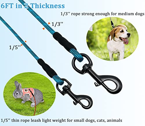 Wyuze 1/5", 1/3" Rope Dog Leash 6 Foot, Lightweight Durable Dog Walking Leash With Rotating Metal Clip, Multi-Color Pet Leash For Small Medium Dogs, Cats, Small Animals #TOP1