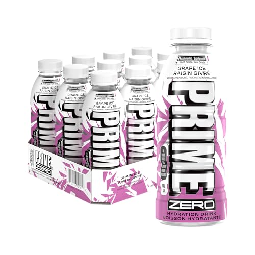 PRIME ZERO GRAPE ICE, boissons sport sans sucre, 16,9 oz, 12 pack