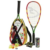 Speedminton S600 Set - Original Speed Badminton/Crossminton Starter Set inkl. 2 Schläger, 3 Speeder, Speedlights, Tasche, Grün/Gelb/Pink
