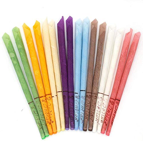 Coni auricolari, candele auricolari, deceratura,Candela In-Ear, candele cerume riduzione acufene, 24 coni auricolari-con colori e odori diversi, coni cera d'api naturale non tossico (colore)