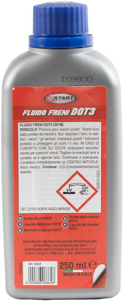 Start Fluido per Freni DOT 3 per sistemi Idraulici a Disco e Tamburo Anche con ABS, antislittamento 250ml