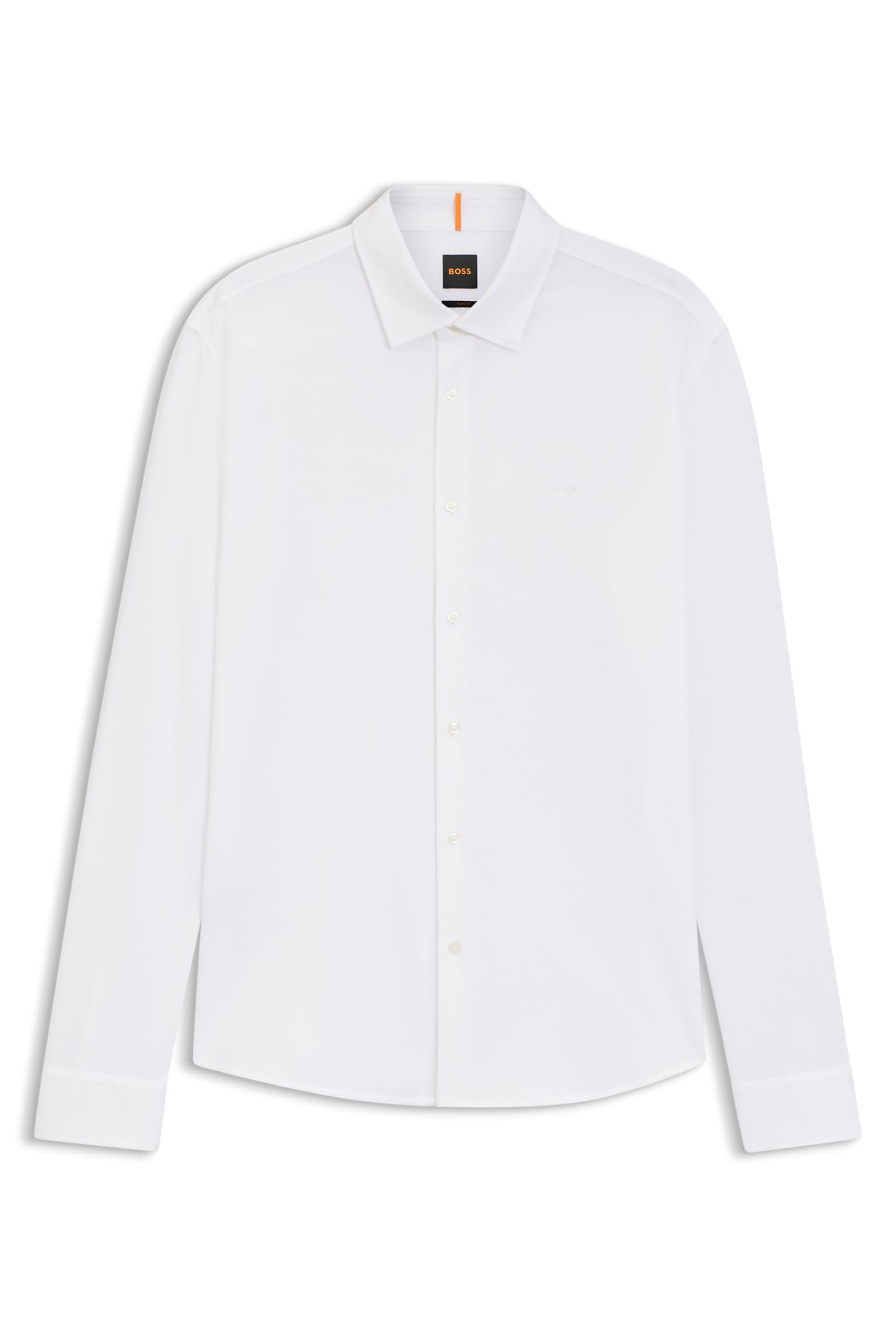 BOSS Mens Mysoft 2 Slim-fit Shirt in Melange Cotton Jersey