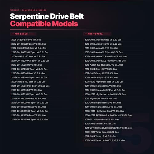 Image of K070610 Serpentine Drive Belt 7PK1550 for Toyota Avalon Camry