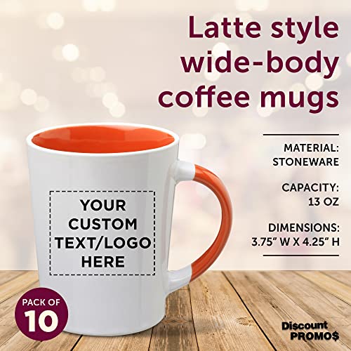 Juego de 10 tazas de cerámica personalizadas 13 oz naranja miniatura 4