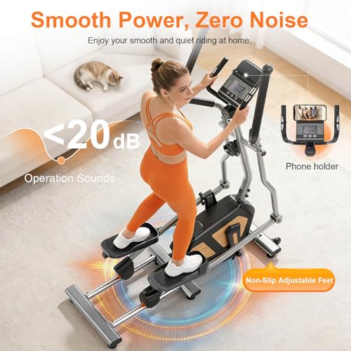 Elliptical Cross Trainer For Home, Elliptical Machine with 16 Level Quiet Resistance, Bluetooth APP to LCD Monitor, 17.7IN Stride, New Upgraded Cross Trainer 3 in 1 Fitness Max Weight 330LBS - Image 4
