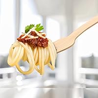 Vista 3 de Utensilios de bambú desechables – Paquete de 100 (6.7 pulgadas, 50 tenedores, 25 cucharas, 25 cuchillos) Juego de cubiertos de bambú desechables