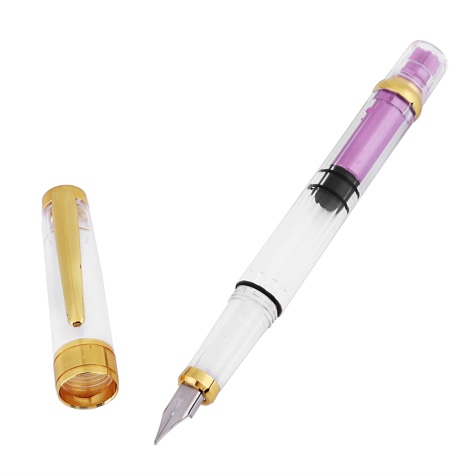 Walfront Piston Fill Fountain Pen Set - 4 Transparent Color Pens With Gold Fine Nibs
