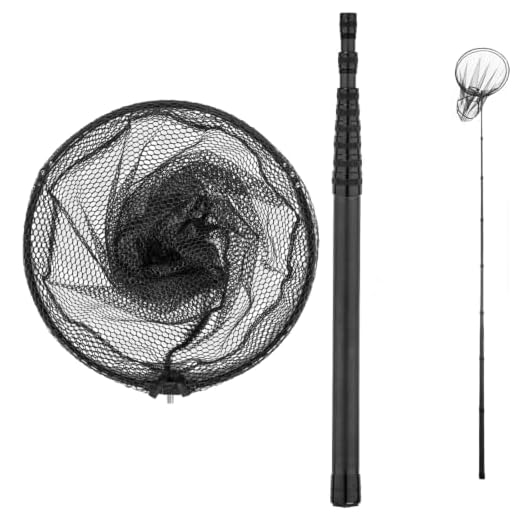 Portable Carbon Fiber Fishing Net Long Handle, 133.8 inches Fishing Landing Net with Telescoping Pole Handle, Fishing Gifts for Men for Steelhead, Salmon, Fly, Kayak, Catfish, Bass, Trout Fishing
