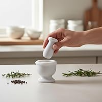 Vista 2 de Juego de mini mortero y maja - Molinillo de piedra de mármol de 2.5 pulgadas con cuenco pulido y base antideslizante Trituradora de especias