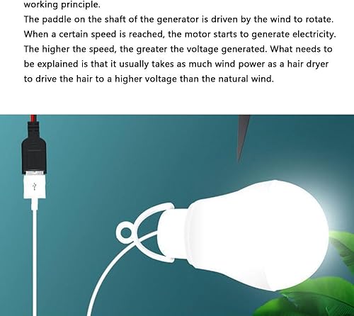 Miniatura 8 de Mini generador de energía eólica con bombilla USB de 5 W, kit de modelo de turbina de viento DIY, herramienta de enseñanza, mini turbina de viento