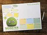 Schreibtischunterlage DIN A2 für Kinder XXL MONSTER KRITZELMATTE 'EyeMonster - Frech, Wild und Unverbesserlich' Schreibunterlage (59,4 x 42,0 cm) mit 25 Blatt Papier zum Abreißen (1 Stück)