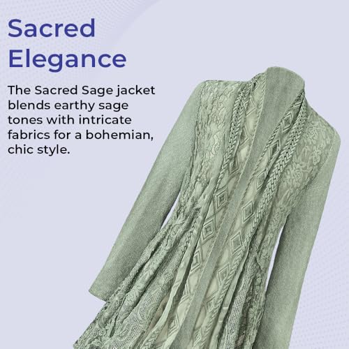 Sage Green Boho Jacket, Women’sLightweight Coat, Open Front Cardigan with Long Sleeves, Dressy or Casual Fashion3