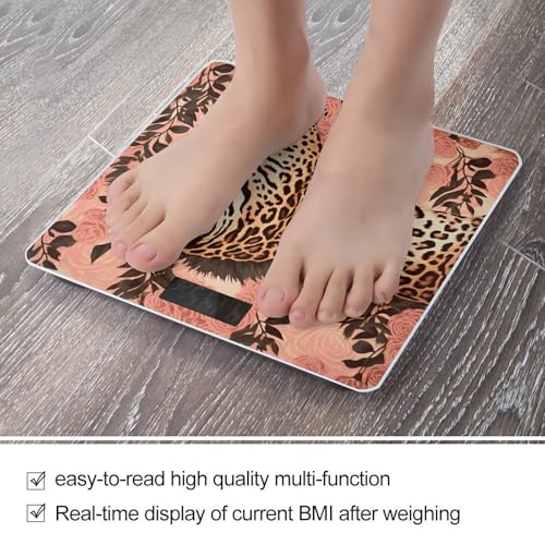 Báscula digital de baño con diseño rayas leopardo, 400 lb miniatura 5