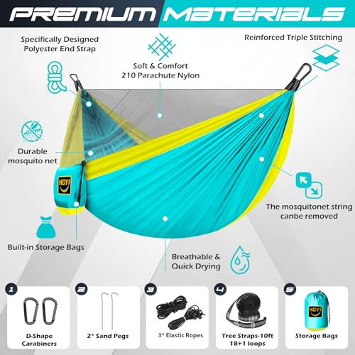 Image of Camping Hammock Mosquito Net,Double & Single Portable Hammocks for Kids Hammocks with 2 Tree Straps,Hammock Tent for Travel Camping,Camping Accessories for Indoor Outdoor Hiking Backpacking