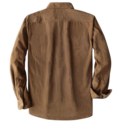 Dubinik® Corduroy Shirt Men Corduroy Jacket Men Long Sleeve Casual Work Vintage Regular Fit Mens Snap Button Shirt2