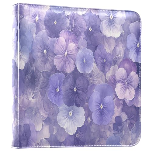 Kigai Purple Flowers Photo Album Self Adhesive Scrapbook Album Leather Cover DIY Picture Scrap Book with 20 Adhesive Sheets, 11.8x24x0.8 inch