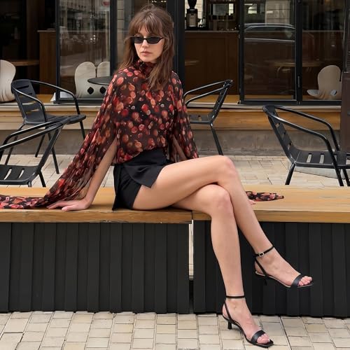 Image of Women Kitten Heel Sandals Ankle Strap Heeled Sandals Square Open Toe Dress Party Shoes