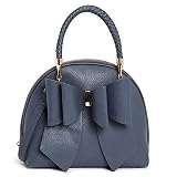 Like Dreams Medium Vegan Leather Fashion Satchel for Women Bow Tie Braided Handle Removable Strap Pu