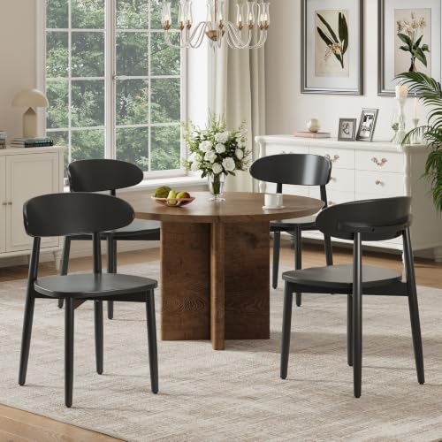MALOL Black Solid Wood Dining Chairs Set of 4