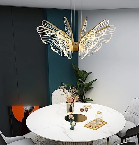 Lustre papillon plafonnier LED moderne dimmable avec télécommande or - 2