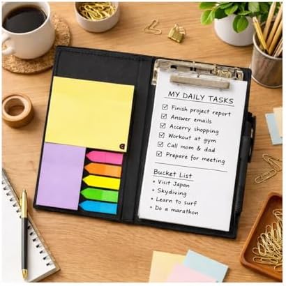 COI Desk Organizer Gift Set โ Sticky Notes, Memo Pads, Pen & Note Holder for Office, School, Home | Compact Stationery Organizer for Desk (White)