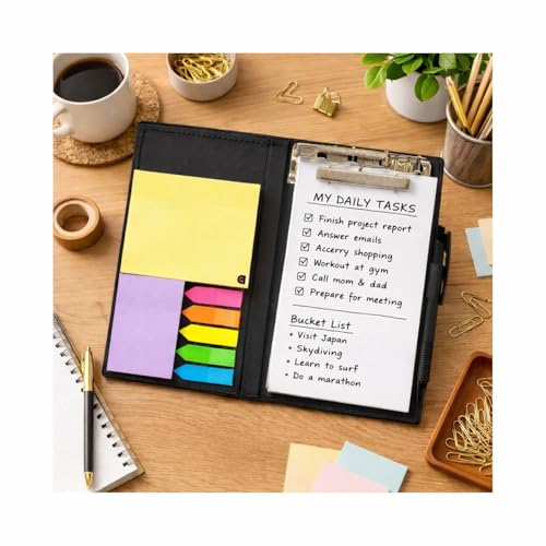 Image of COI Desk Organizer Gift Set - Sticky Notes, Memo Pads, Pen & Note Holder for Office, School, Home | Compact Stationery Organizer for Desk (White)