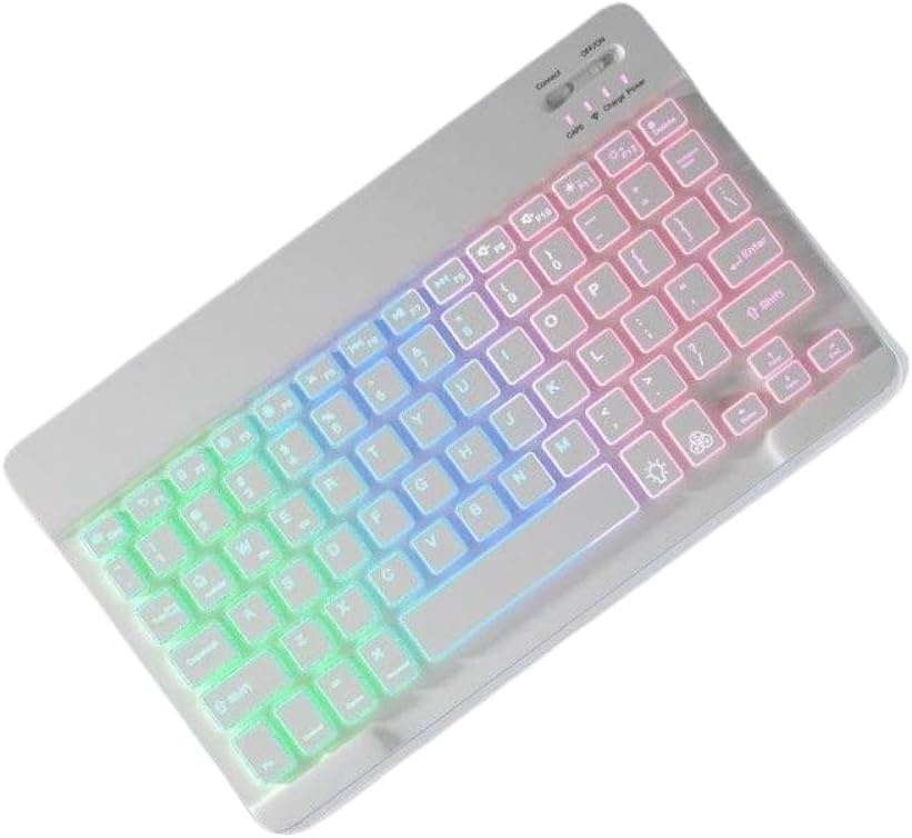 10 Inch Wireless Keyboard Rechargeable Compatible with Mobile Phones Tablets Android(WH Keyboard)