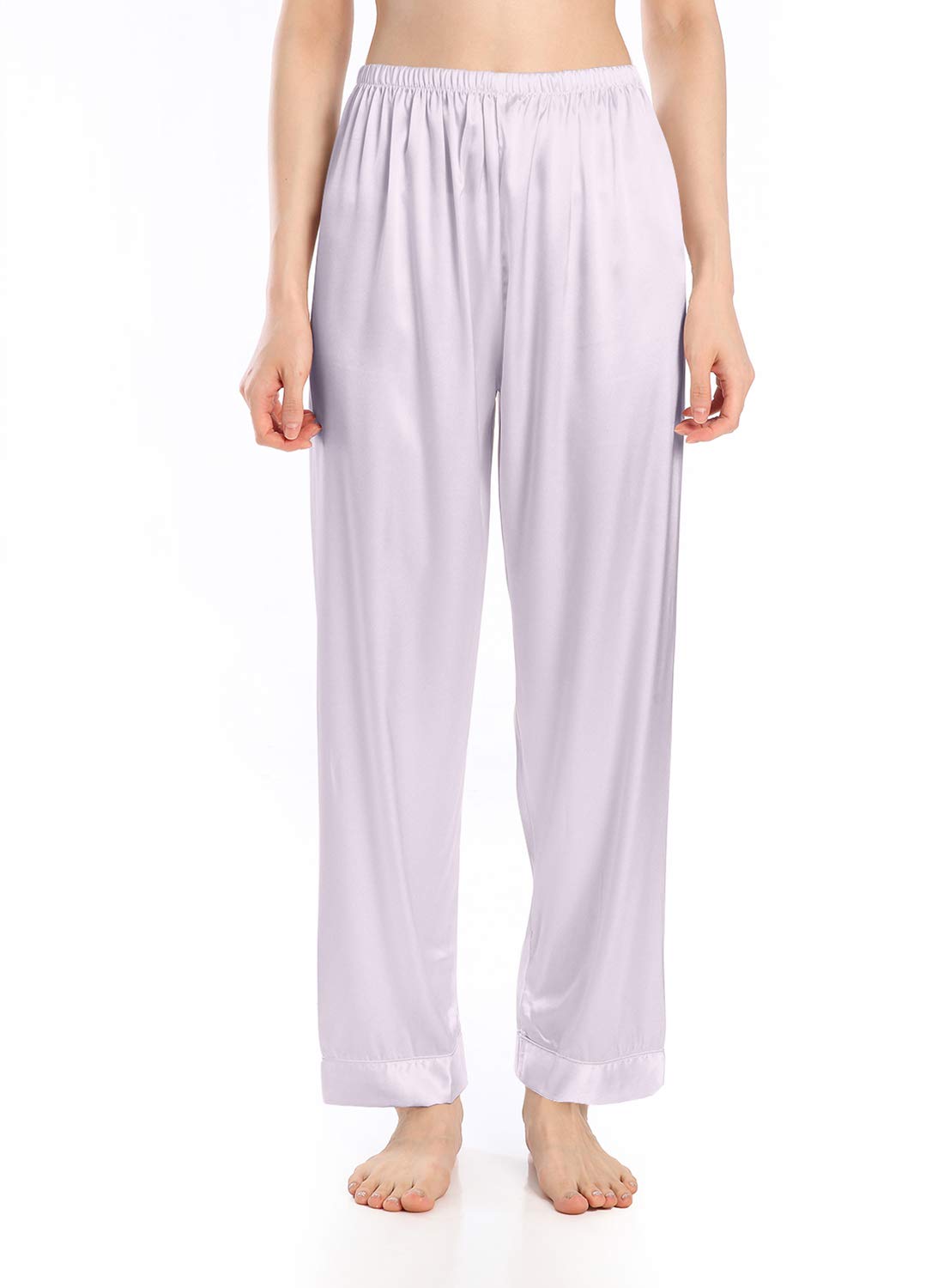 Wantschun Womens Satin Silk Sleepwear Long Pajamas Pants Nightwear Loungewear Pj Bottoms Trousers Gray,Large