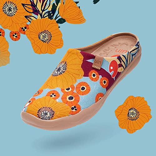 Image of UIN Slipper Woman Travel Art Painted Shoes Wide Toe Casual Home Slip On Mules Malaga