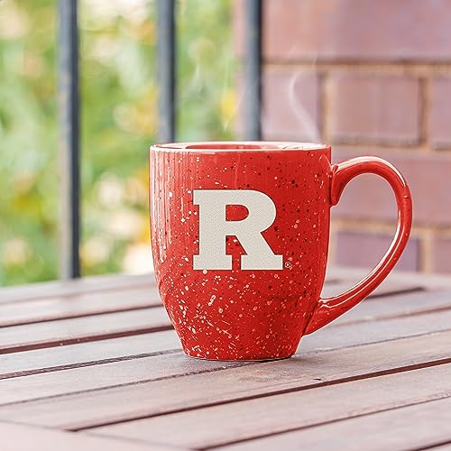 Image of Rico Industries NCAA Rutgers Scarlet Knights Red Personalized 16 oz Team Color Laser Engraved Speckled Ceramic Coffee Mug