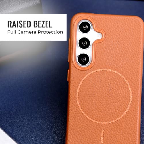 Image of MILLION CASES Back Cover Case for Samsung Galaxy S23 Shockproof Protective Mag-Safe Leather Texture TPU Case for Men & Boys(Brown)