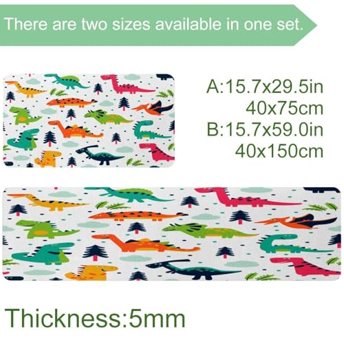 Alfombrillas de cocina de dinosaurio VAPOKF lavables y absorbentes pack de 2 4