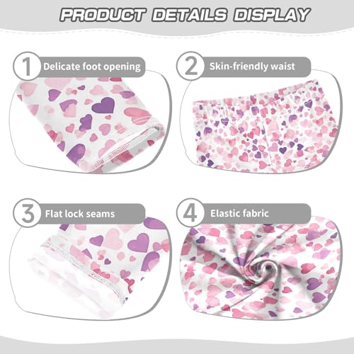 Hearts Pink Purple Watercolor Kids Baby Girls Legging Stretchy Full Length Dance Pants Sports3