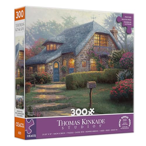 CEACO Thomas Kinkade, Lilac Cottage, 300 Pc Jigsaw Puzzle, Poster Included