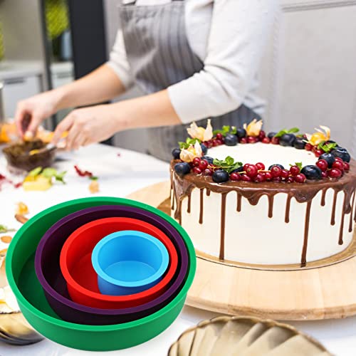 Ailehopy Silicone Round Cake Pans Set, 4 Pcs (4"/6"/8"/10") Extra Thick Nonstick Leakproof Round Deep Cheesecake Pans, Layer Baking Pans Cake Tins Set For Birthday Wedding Tier Cake #TOP5