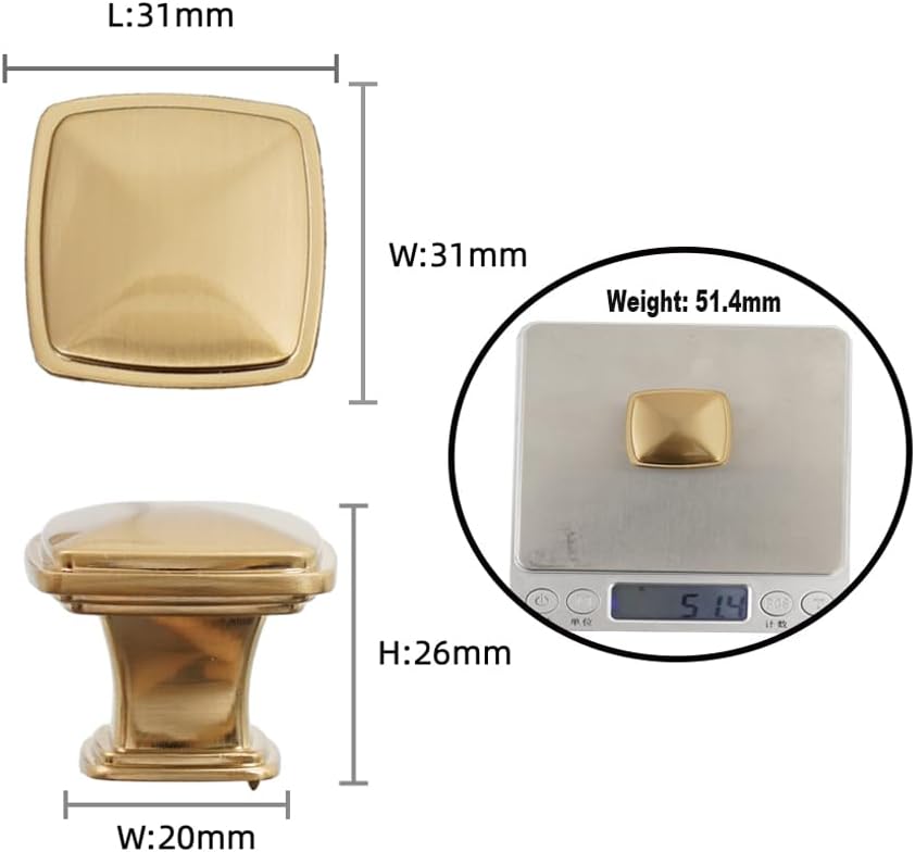 Champagne Bronze Cabinet Handles,Solid Handles for Cabinets and Drawers,Cupboard,Kitchen Cabinet Hardware (6, Single knob)