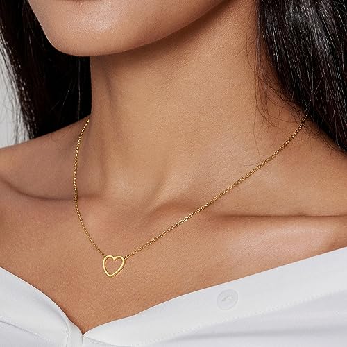 Zeffy Cute Heart Necklace 18k Gold/Silver Plated Tiny Heart Pendant Choker Necklaces Gold Love Heart Chain Necklace for Women Dainty Gold Jewelry Valentines Day Gifts for Women Girls Teen Girls4