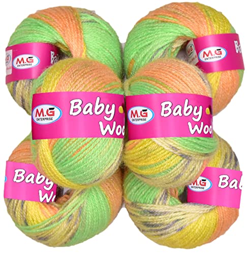 Image of M.G ENTERPRISE Premium Wool 100% Acrylic Wool Apple Green (12 pc) Baby Wool M /G Wool Ball Hand Knitting Wool /Art Craft Soft M /G Fingering Crochet Hook Yar FG
