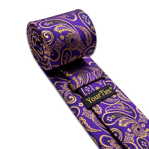 Image of YourTies Paisley Men's Necktie Woven Silk Floral Ties for Men Designer Formal Business Party Wedding