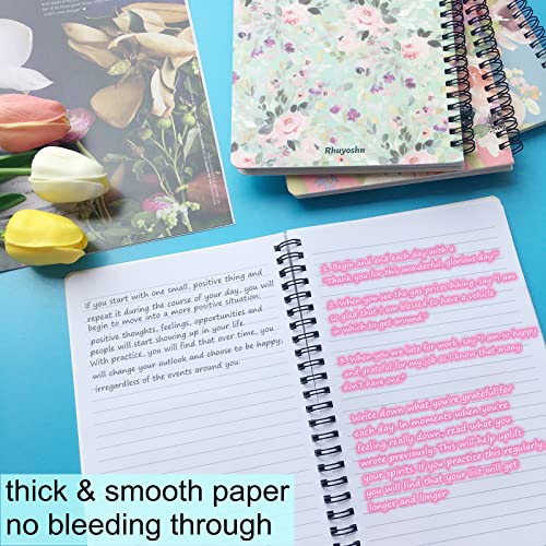 Rhuyoshn Spiral Notebooks 5 × 7 Inch, Small Journals For Girls Women, 4 Pack College Rule Flower Journal School Supplies Students Office, Inner Pocket, 80 Sheets/160 Pages #TOP3