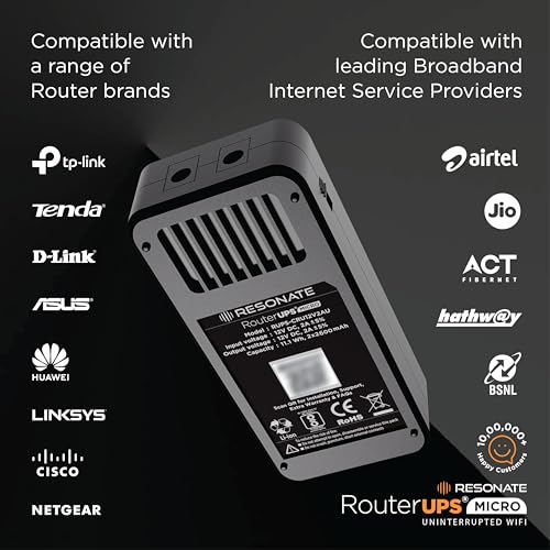 Image of RESONATE RouterUPS Micro | Original Router UPS for 12V WiFi Router & Modem | Uninterrupted Power Backup Upto 4 Hours During Powercut | Compact Mini UPS with Intelligent Charging