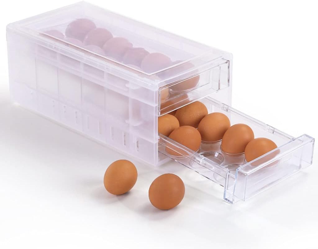 24-compartment Convenient Egg Storage Box, Kitchen Refrigerator Anti-collision Tray Container Accessories Supplies Box